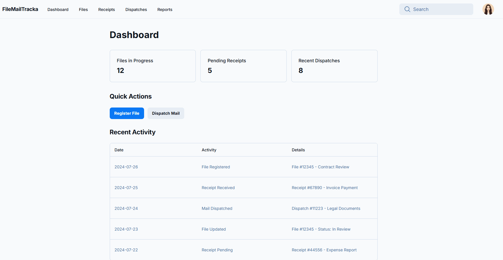 A Web based application for physical document tracking image